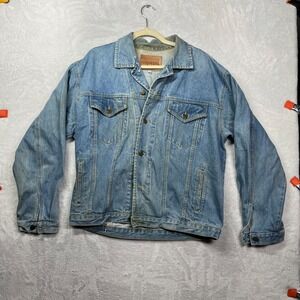 Vintage Capezio Trucker Jacket Men's Blue Denim Long Sleeve USA Made - Medium‎